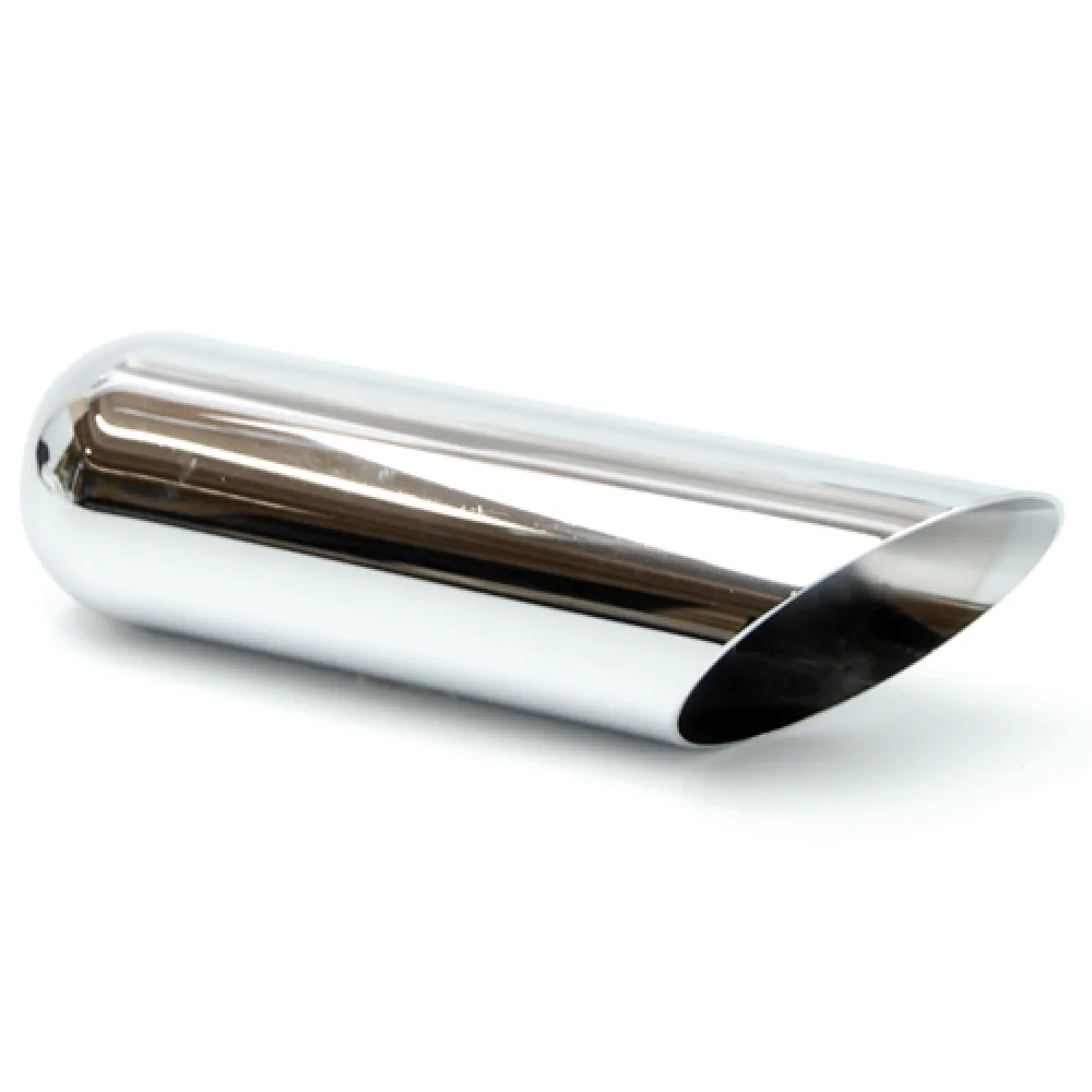 Auspuffblende Chrom, Länge 30 cm Ø Eing. 2,25" = 57 mm, ø Ausg.