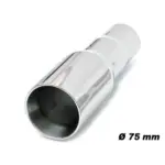 Auspuffblende Edelstahl, Länge 23,5cm Ø Eingang 2" Ø Ausgang 75m