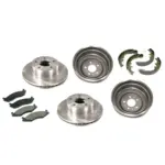 Bremsscheiben + Beläge vorne / Bremstrommeln + Backen hinten