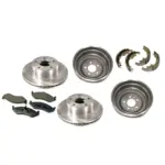 Bremsscheiben + Beläge vorne / Bremstrommeln + Backen hinten