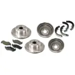 Bremsscheiben + Beläge vorne / Bremstrommeln + Backen hinten passend für Jeep Grand Cherokee ZJ / ZG 92 - 94