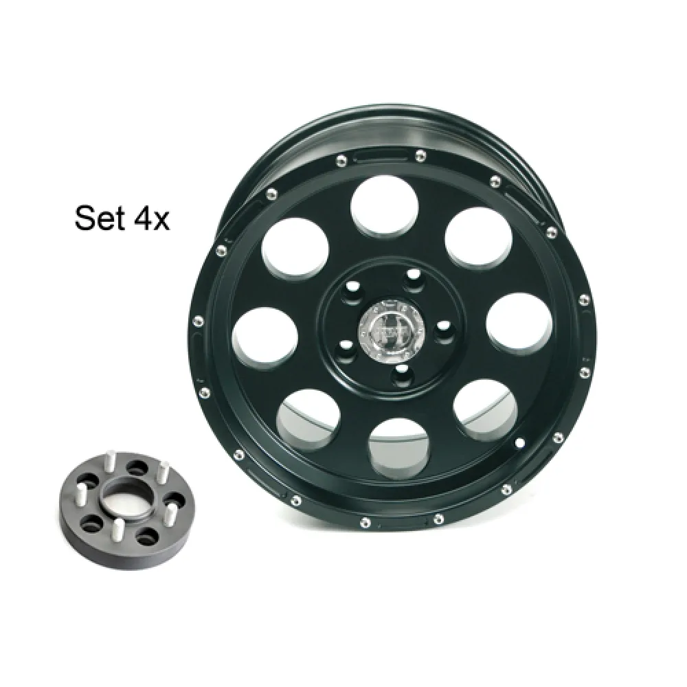 GWTEC Alloys Alufelgen Set 1422 schwarz 9x18 -16 passend für Wrangler YJ/TJ ohne TÜV