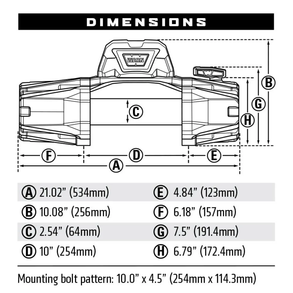 WARN Seilwinde VR EVO 8 12V mit Stahlseil, 3.630 kg Zugkraft