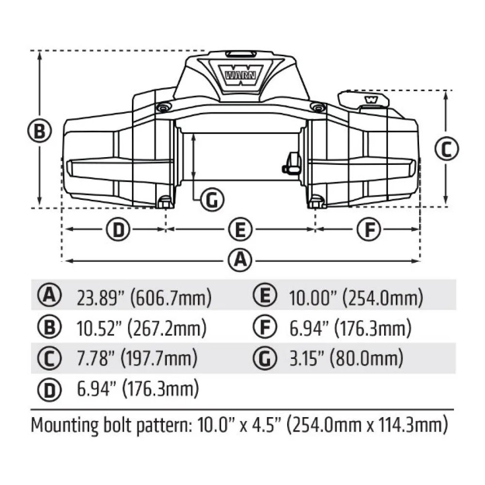 WARN Seilwinde ZEON XD 10 12V – 4.535 kg Zugkraft mit 30 m Kunststoffseil