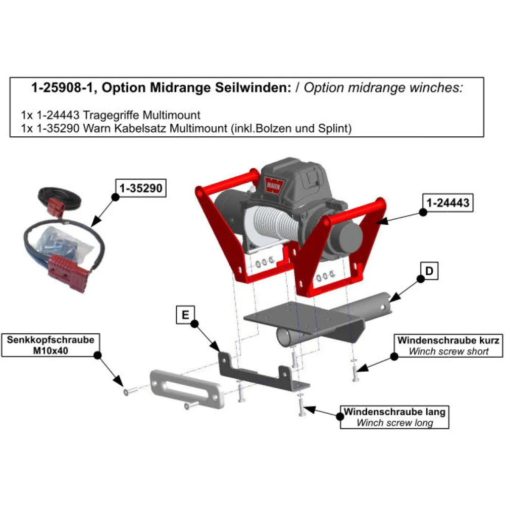 GWTEC Midrange Seilwinden-Kit für Hidden Multi-Mount