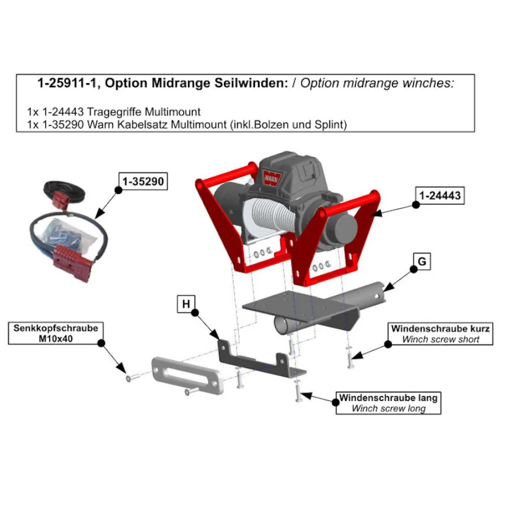 GWTEC Option Midrange für Hidden Multi-Mount mit Tragegriffen & Kabel