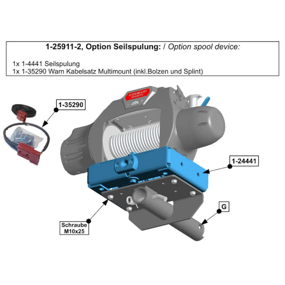 GWTEC Option Seilspulung für Hidden Multi-Mount mit Front-Kabelsatz