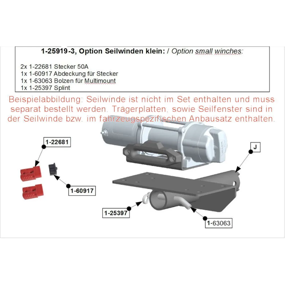 GWTEC Winch Mount Option kleine Seilwinden Hidden Multi-Mount inkl. Bolzen & Stecker