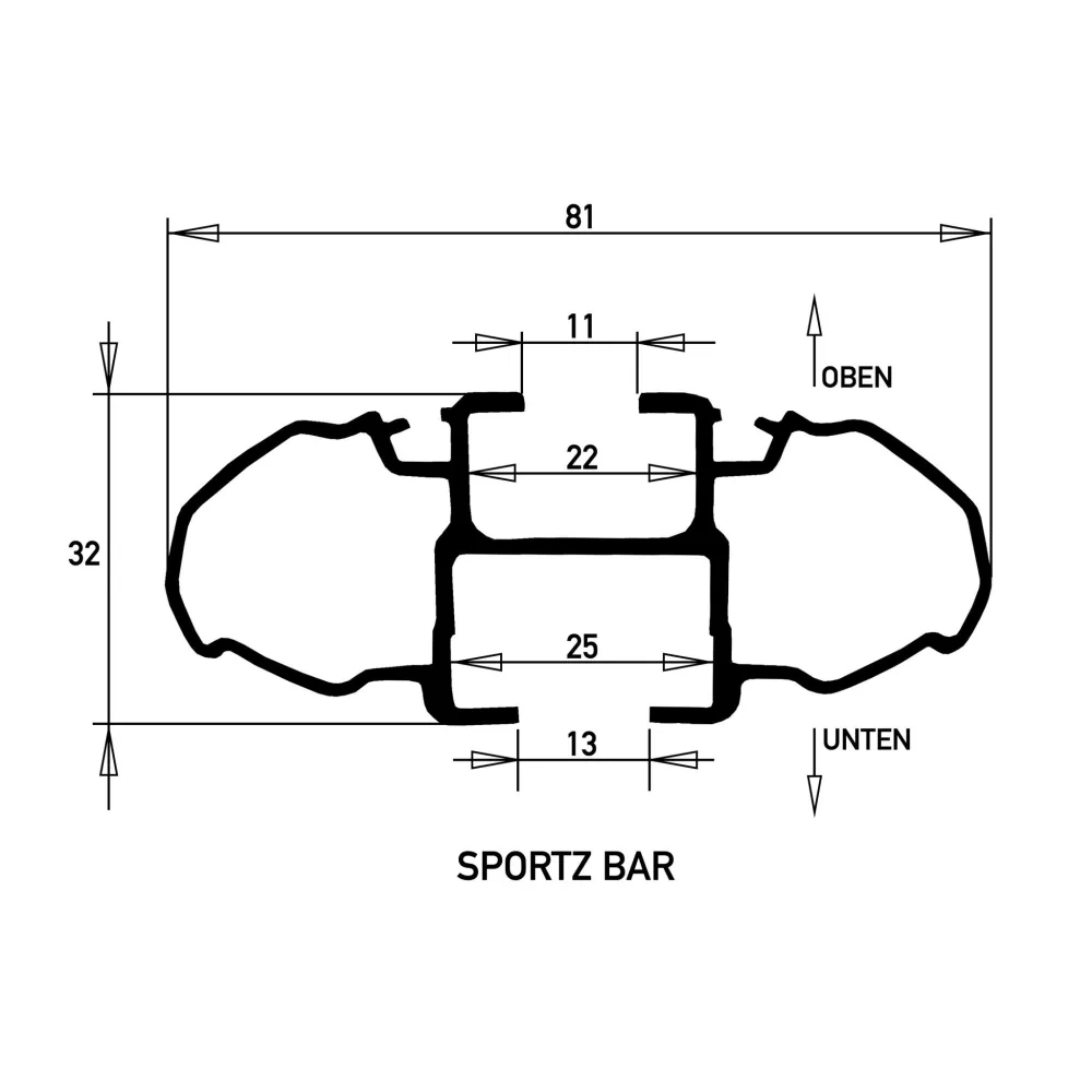 Rhino-Rack Sportz Querträger 1500 mm für Toyota Hiace '89-'05, 3er-Set