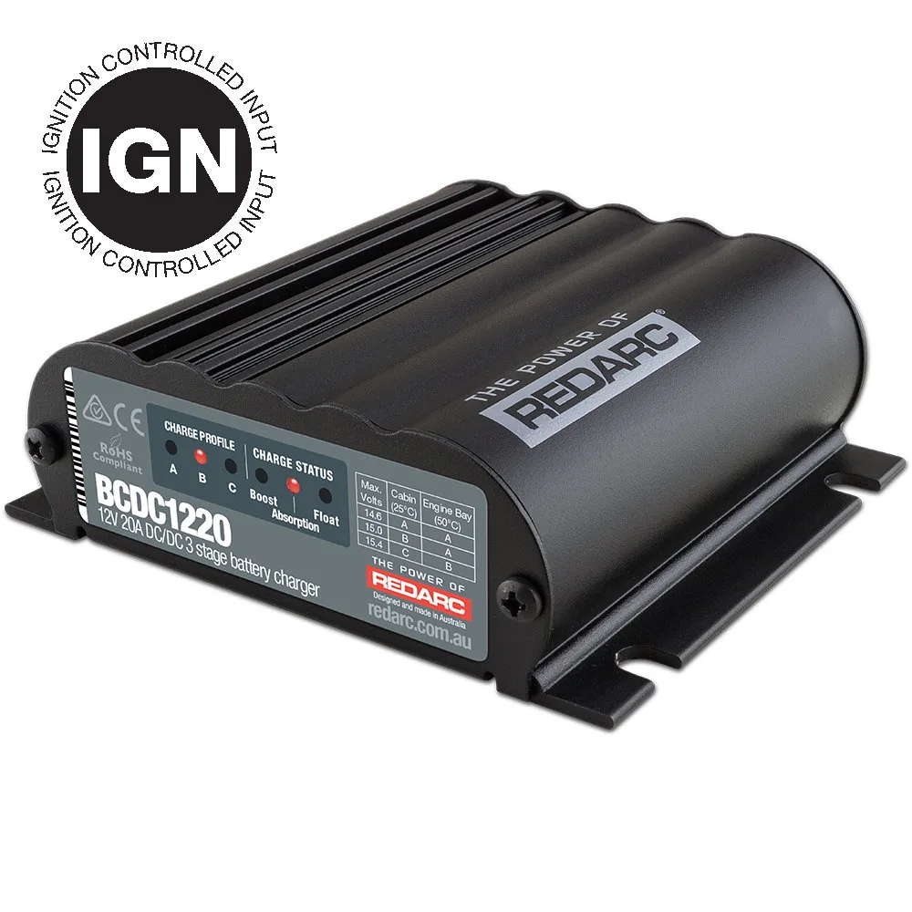 REDARC BCDC1220-IGN DC-DC-Batterieladegerät 12V 20A für Zusatzbatterien