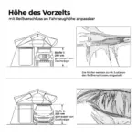 Vorzelt zu Dachzelt BIG WILLOW - grau / 180 / hoch (210/220 cm)