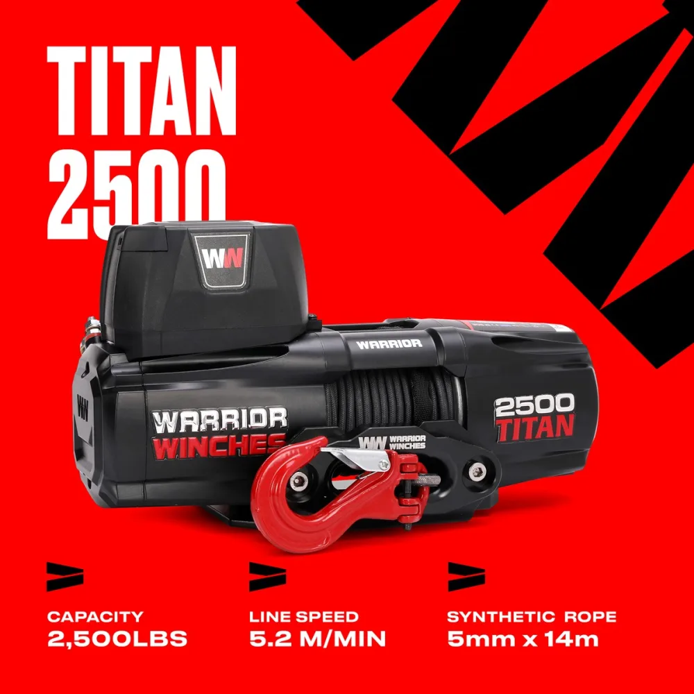 Elektrische Seilwinde Titan 2500lb 1,1t 12V Kunststoffseil