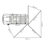 270° Markise LEAF freitragend grau - 250 cm / normal / links (Fahrer)