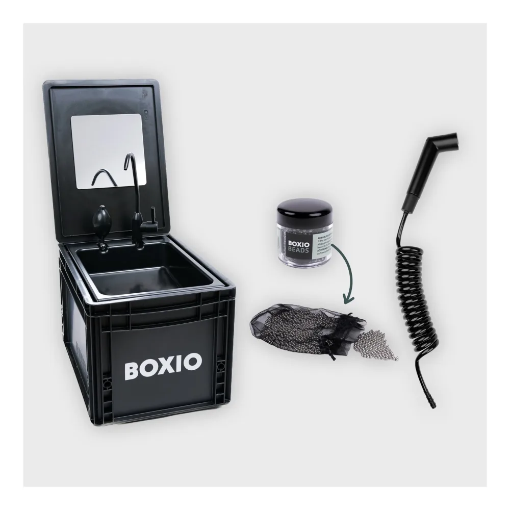 BOXIO WASH PLUS | Mobiles Waschbecken mit Campingdusche