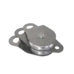 Doppelte Umlenkrolle mit schwenkbarer Seitenabdeckung aus rostfreiem Edelstahl. 2 Aluminiumrollen mit 100 mm Durchmesser. Grenzlast 44kN, für 6 - 13mm Seile, CE -zertifiziert
