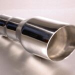 Auspuffblende Edelstahl, Länge 25,5cm ØEingang 2" ØAusgang 90mm