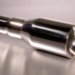 Auspuffblende Edelstahl, Länge 23,5cm Ø Eingang 2" Ø Ausgang 75m