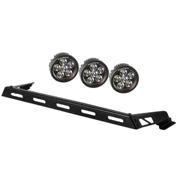 Rugged Ridge Light Bar Halterung incl. 3 runden 3,5" LED Scheinwerfern schwarz für die Motorhaube Wrangler 07-18