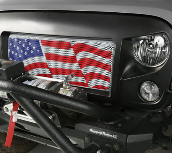 Rugged Ridge Spartan SET Kühlergrill + Kühlergrilleinsatz Amerikanische Flagge JK 07-18