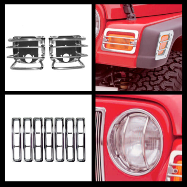 Lampenschutzgitter Rückleuchten Blinker Grilleinsätze Set Wrangler TJ Bj. 97-06