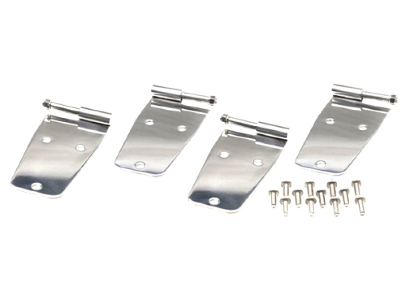 Türscharnierset Edelstahl 4-teilig+Stahlt. ohne Spiegelbohrungen Jeep CJ: 76 - 86 | Wrangler YJ: 87 - 93