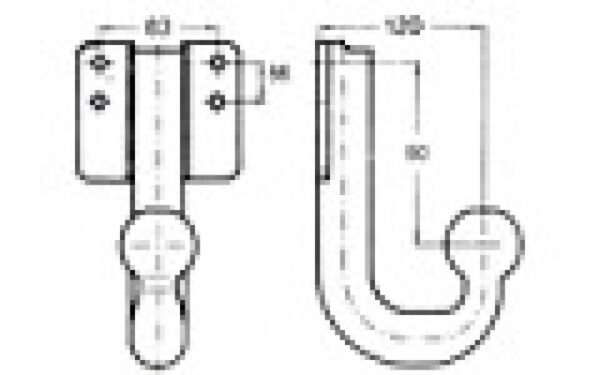 Kupplungskugel- 4- Loch 90mm unter, 17,2kn
