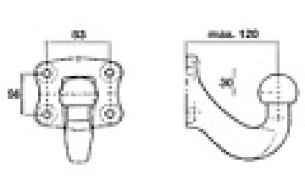 Kupplungskugel- 4- Loch 30mm unter, 23,5kn