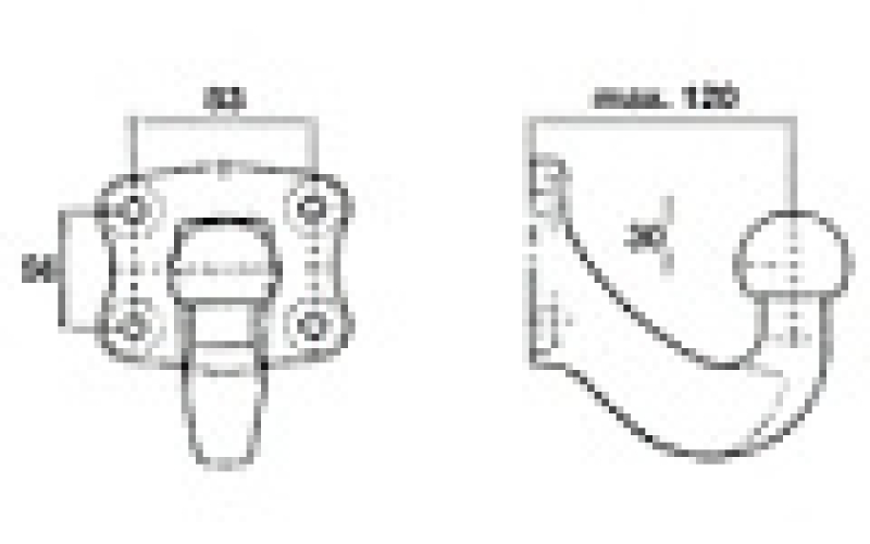 Kupplungskugel- 4- Loch 30mm unter, 23,5kn
