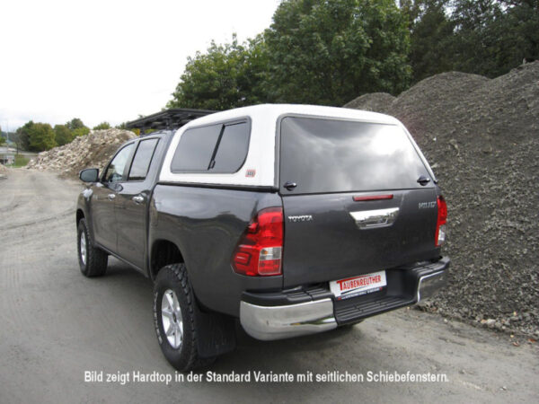 COMMERCIAL HARDTOP FÜR TOYOTA HILUX AB '15 DOKA FLACH SEITL. ALUKLAPPEN