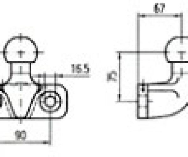 Kupplungskugel- 2- Loch 75mm über, 18,5kn