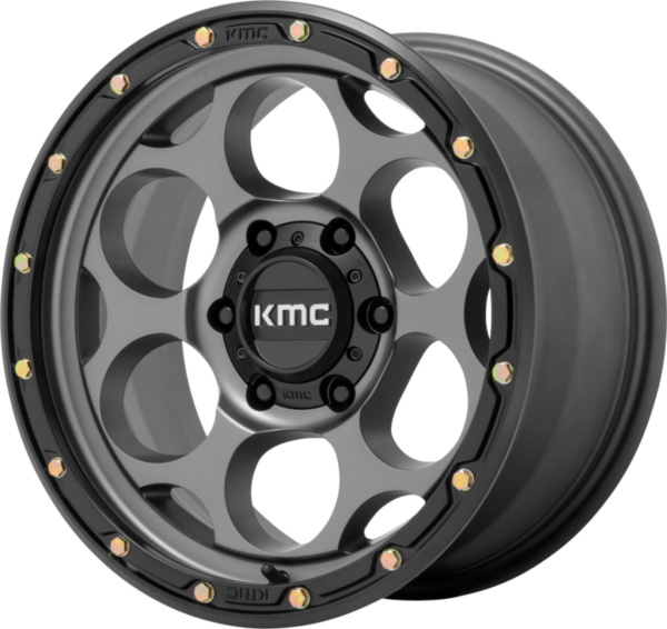 Alu Felge 8,5 x 17 ET +18 KMC KM541 DIRTY HARRY Satin Gray With Black Lip Jeep Wrangler JK / JL ab BJ 07-