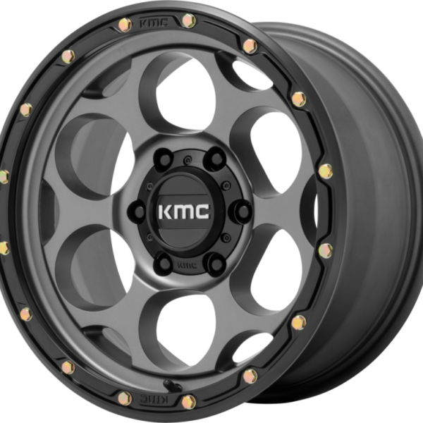 Alu Felge 8,5 x 17 ET +18 KMC KM541 DIRTY HARRY Satin Gray With Black Lip Jeep Wrangler JK / JL ab BJ 07-