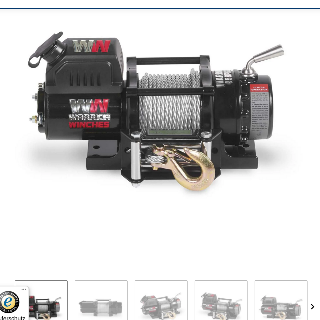 ATV/UTV Quad Elektrische Seilwinde Warrior NINJA 4500LB 2 t 12 V