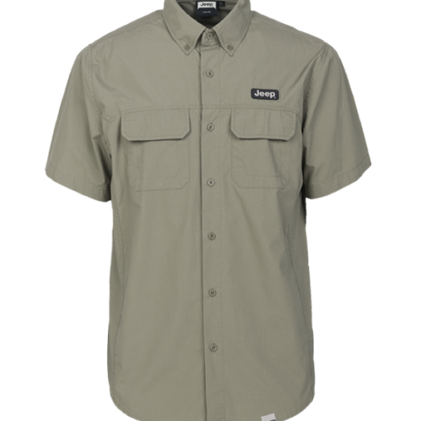 MAN COTTON SHIRT SHORT SLEEVES W/POCKETS J5S Gr. L Dusky Green