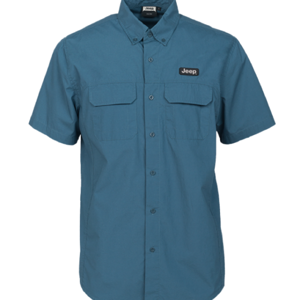 MAN COTTON SHIRT SHORT SLEEVES W/POCKETS J5S Gr. L Indigo