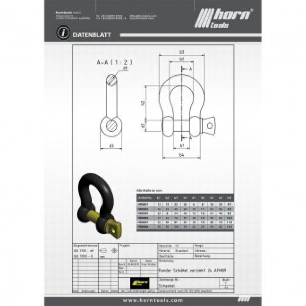 Bogen Schäkel G209 0,5 t E-galvanisiert 1/4 Bogenschäkel Offroad horntools