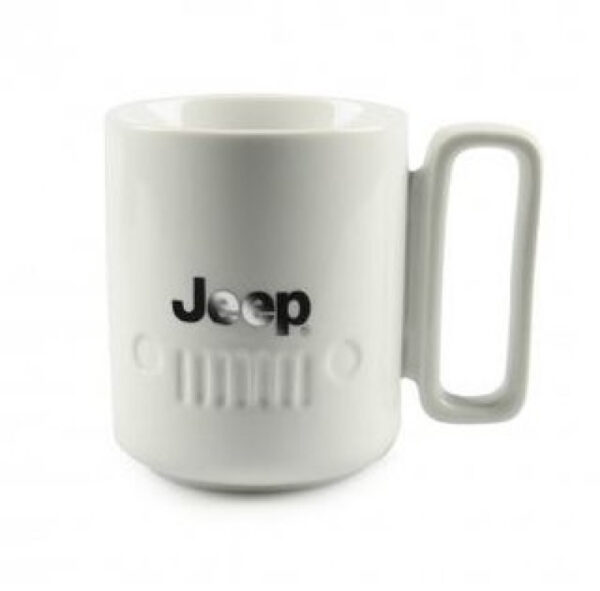 GIGA-TASSE JEEP WEISS MIT VERCHROMTEM HENKEL